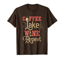 Load image into Gallery viewer, Coffee Lake Wine Repeat Funny Lake T-Shirt For Lake Lovers
