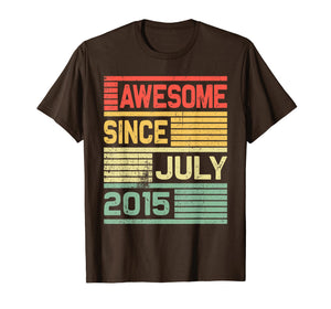 Awesome Since July 2015 Shirt Vintage 4th Birthday Gift Kid