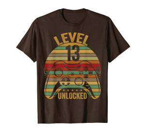 Level 13 Unlocked Birthday 13 Year Old Boy Kids Gift Shirt
