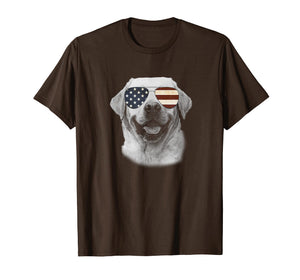 Labrador Dog T shirt with USA flag sunglasses Funny Gift