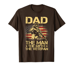 DAD The Veteran The Myth The Legend Vintage USA Flag T shirt