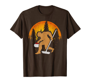 Curling Bigfoot T-Shirt, Funny Cute Winter Sport Gift Idea