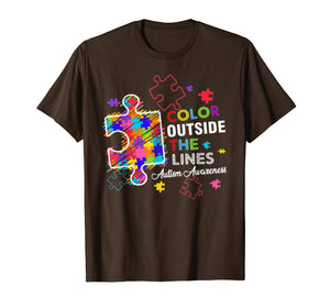 Autism Awareness T shirt Colour Outside The Line