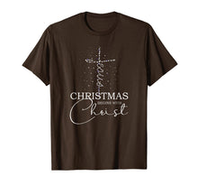Load image into Gallery viewer, Jesus Cross Christmas Begins With Christ Xmas Snow Christian T-Shirt
