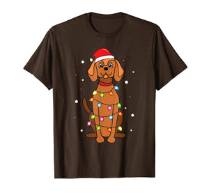 Vizsla Christmas Lights Mom Dad Dog Gift T-Shirt