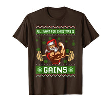 Load image into Gallery viewer, All I Want For Christmas Is Gains Gym Workout Ugly Xmas T-Shirt
