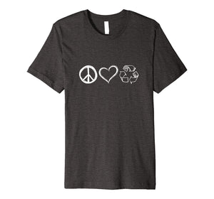 Peace Love Recycle Earth Day 2019 Tshirt for Men Women Kids