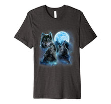 Load image into Gallery viewer, Three Wolves Howling and Moon, Wolf T-Shirt
