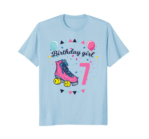 Birthday Girl 7 Roller Skates Kids Birthday T-shirt