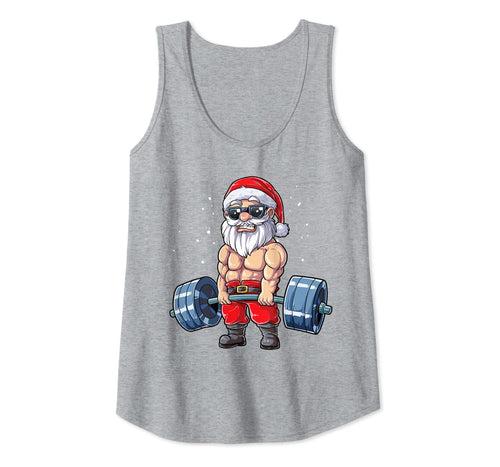 Santa Weightlifting Christmas Fitness Gym Deadlift Xmas Men Tank Top