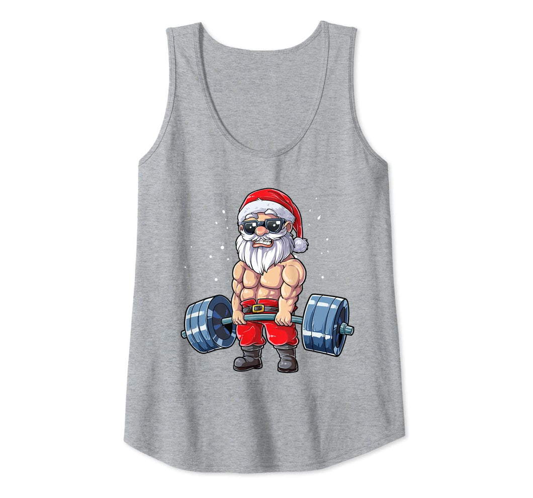 Santa Weightlifting Christmas Fitness Gym Deadlift Xmas Men Tank Top