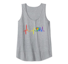 Load image into Gallery viewer, LGBT Rainbow Heartbeat T shirt Gay and Lesbian Pride month Tank Top
