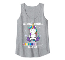 Load image into Gallery viewer, Installing Muscles Please Wait Shirt - Funny Unicorn Fitness Tank Top
