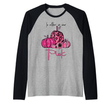 Load image into Gallery viewer, In October We Wear Pink Pumpkin Breast Cancer Halloween Raglan Baseball Tee
