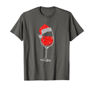 Wine Glasses Santa Hat Christmas Tee Funny Wine Lover Gifts T-Shirt