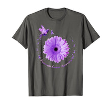 Load image into Gallery viewer, Hummingbird Purple Sunflower Pancreatic Cancer Awareness T-Shirt
