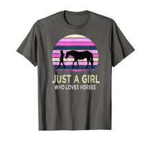 Load image into Gallery viewer, Just a Girl Who Loves Horses - Riding Retro sunset Gifts T-Shirt
