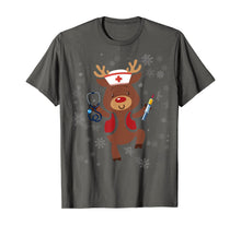 Load image into Gallery viewer, Medical Scrub Top Reindeer Nurse With Stethoscope Christmas T-Shirt
