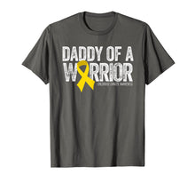 Load image into Gallery viewer, Mens Daddy of a Warrior Childhood Cancer Shirt Dad Ribbon
