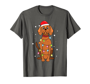 Vizsla Christmas Lights Mom Dad Dog Gift T-Shirt