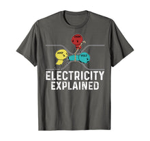 Load image into Gallery viewer, Ohm Volt Amp Electricity Explained Funny Electrician Nerd T-Shirt-421329
