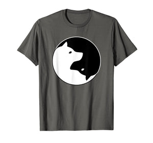 Cool Yin Yang Dog T-Shirt - Cute Shiba Inu Tee - Black White
