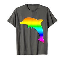 Load image into Gallery viewer, Dauphin Silhouette Watercolor tee Cool Rainbow T-Shirt
