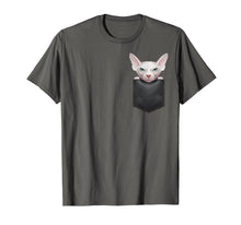Load image into Gallery viewer, White Sphynx Cat in Breast Pocket T-Shirt
