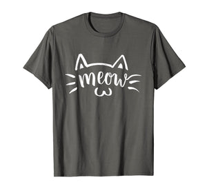 Kawaii Kitty Cat Meow Face Brush Letter Tshirt