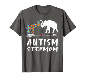 Elephant Autism Step Mom Heart Love - Autism Awareness Shirt