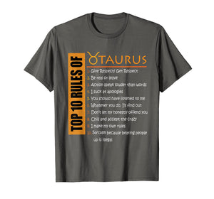 Birthday Gifts - Top 10 Rules Of Taurus Zodiac T-Shirt