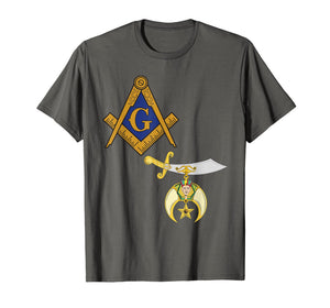 Mens Mason Shriner Split T Shirt Masonic Shrine Tee Blue Noble