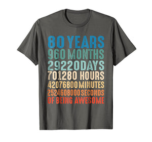 80 Years Old 80th Birthday Vintage Retro T Shirt 960 Months