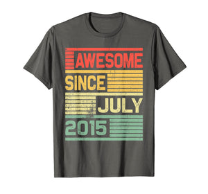 Awesome Since July 2015 Shirt Vintage 4th Birthday Gift Kid