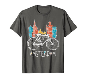 Amsterdam T-Shirt Retro Netherlands Bicycle Bike Gift