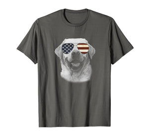 Labrador Dog T shirt with USA flag sunglasses Funny Gift