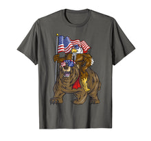 Load image into Gallery viewer, Proud American Bald Eagle On Bear 4th Of July With Flag T-Shirt
