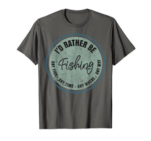 I'd Rather Be Fishing T-shirt Retro Distressed Gift Tshirt