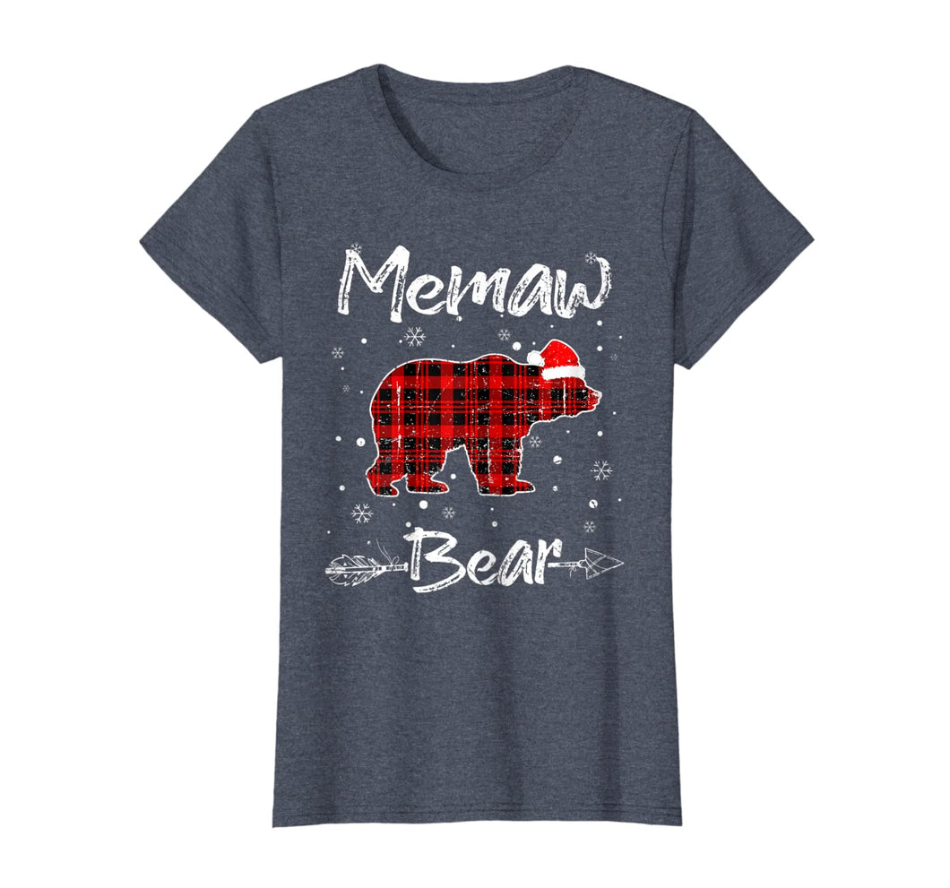Womens Memaw Bear Red Plaid Christmas Pajama Family Gift T-Shirt