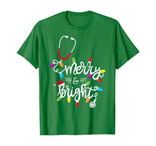 Load image into Gallery viewer, Nurse Stethoscope Merry and Bright Christmas Lights Gift T-Shirt
