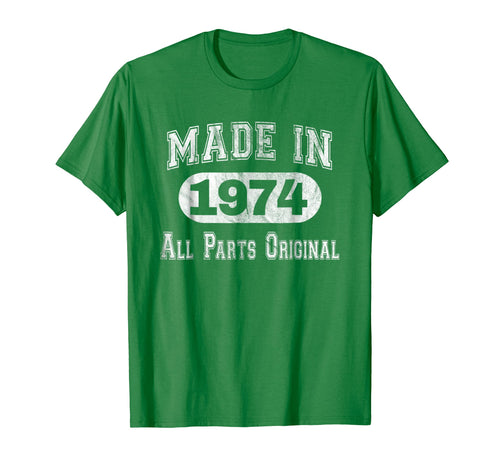 Funny 44th Birthday T-Shirt Made In 1974 All Parts Original
