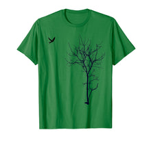 Load image into Gallery viewer, Tree and bird T-shirt Nature black graphic tee
