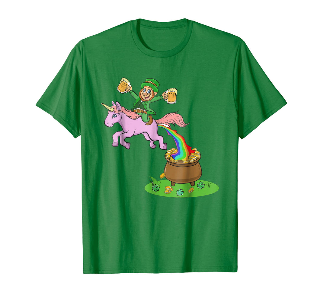 Leprechaun Riding A Unicorn - Funny St Patricks Day Shirts