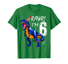 Load image into Gallery viewer, Rawr I&#39;m 6 6th Birthday Dinosaur Shirts Boys Dinosaur Gift
