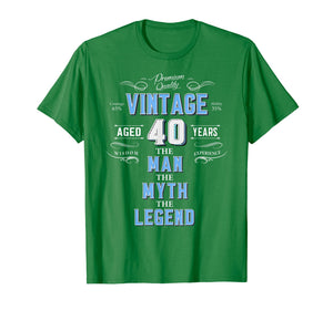 Mens Vintage 40th birthday tshirt for him aged 40 years old tee