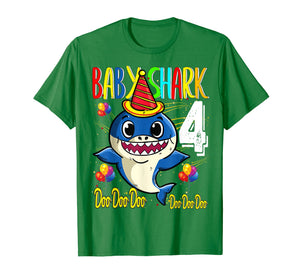 Kids Baby Shark 4th Birthday Doo Doo Kids Son T Shirt