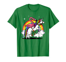 Load image into Gallery viewer, Flamingo Pink Bird Riding Unicorn Rainbow T-Shirt

