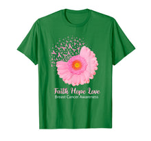 Load image into Gallery viewer, Faith Hope Love Breast Cancer Awareness Flower Pink T-Shirt

