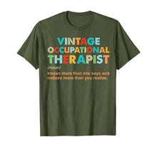 Load image into Gallery viewer, vintage occupational therapist knows more than she says T-Shirt
