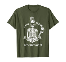 Load image into Gallery viewer, Dead Inside But Caffeinated Skeleton Flower coffee lover T-Shirt
